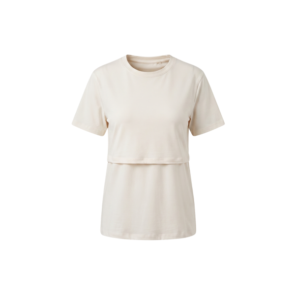 'Sundaying' Zipless Feeding Bamboo Cotton Tee - White
