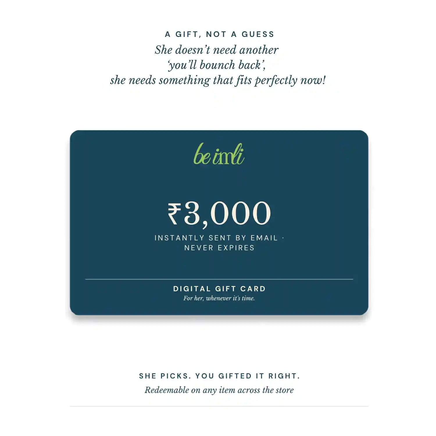 The 'be imli' gift card